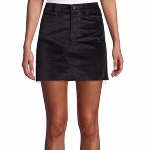 BLANK NYC black micro brushed velvet raw hem mini skirt